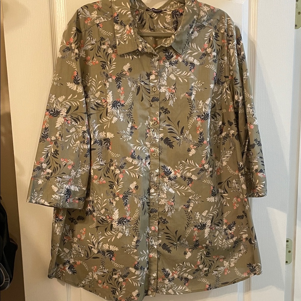 Olive Floral Women's Camp Shirt